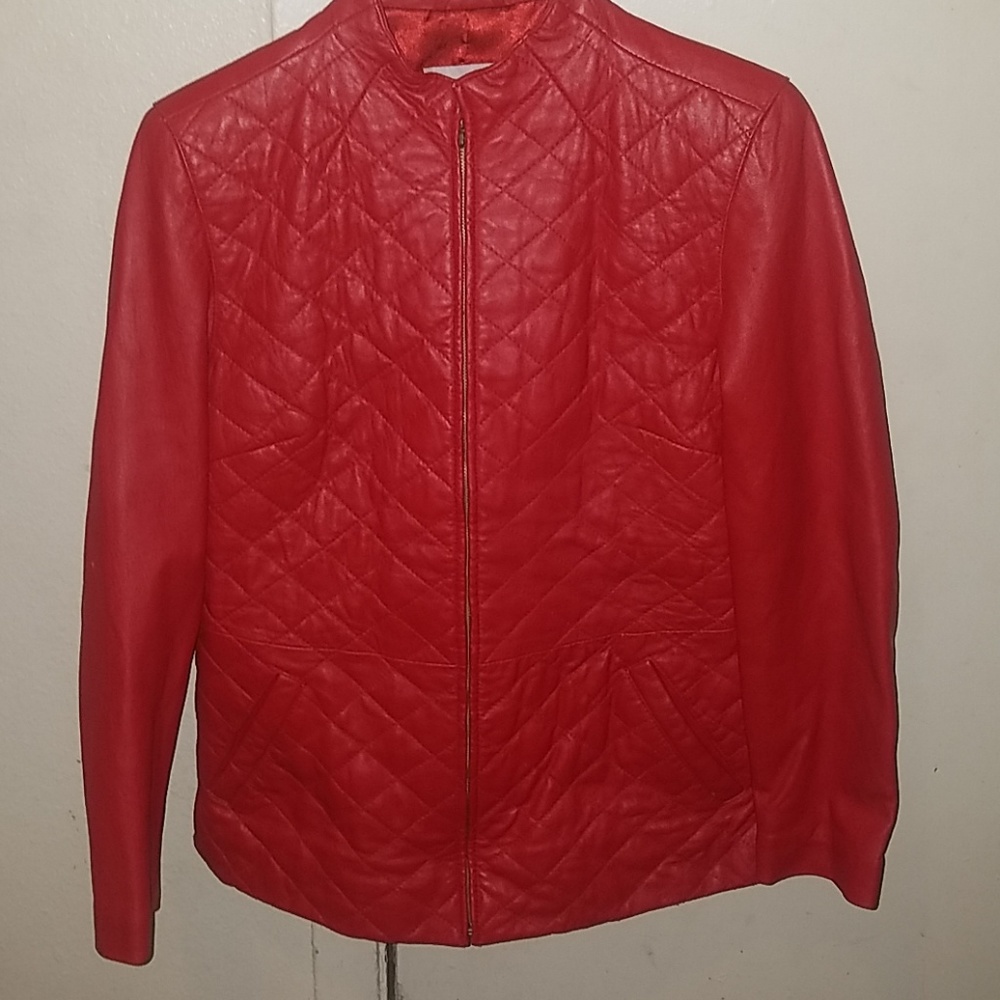red leather jacket